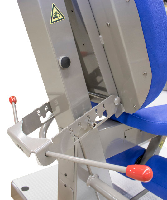 Gym machine Adjustable back support.