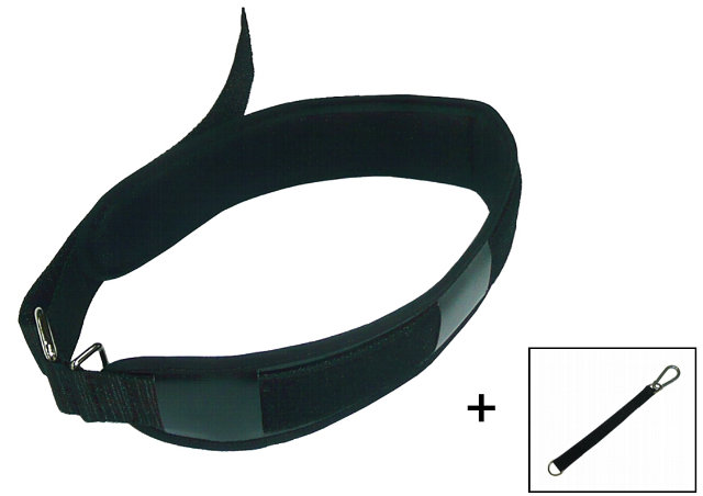 Pulley machine thigh and shoulder strap.