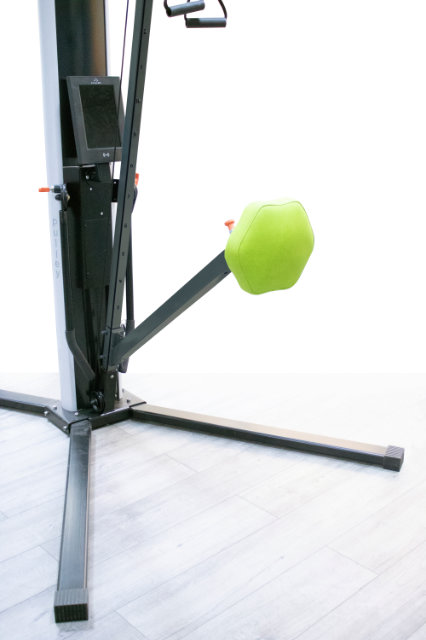 Gym machine pulley chest support.
