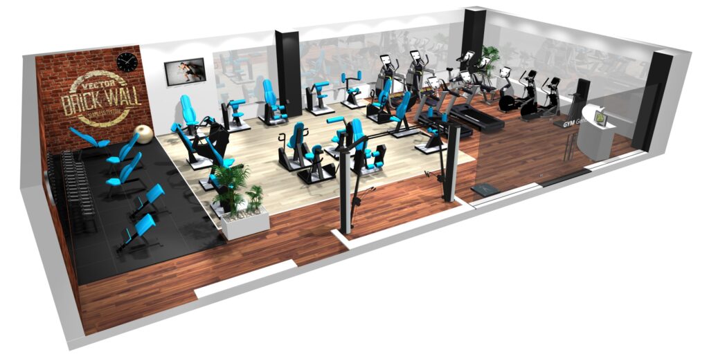 A rendering of a university and school gym.