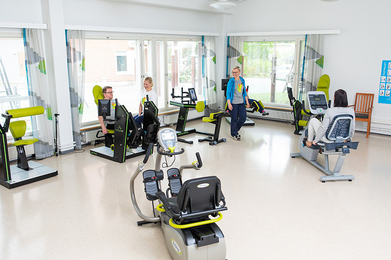HUR gym machines in use at Tampere Rehabiliation Centre.