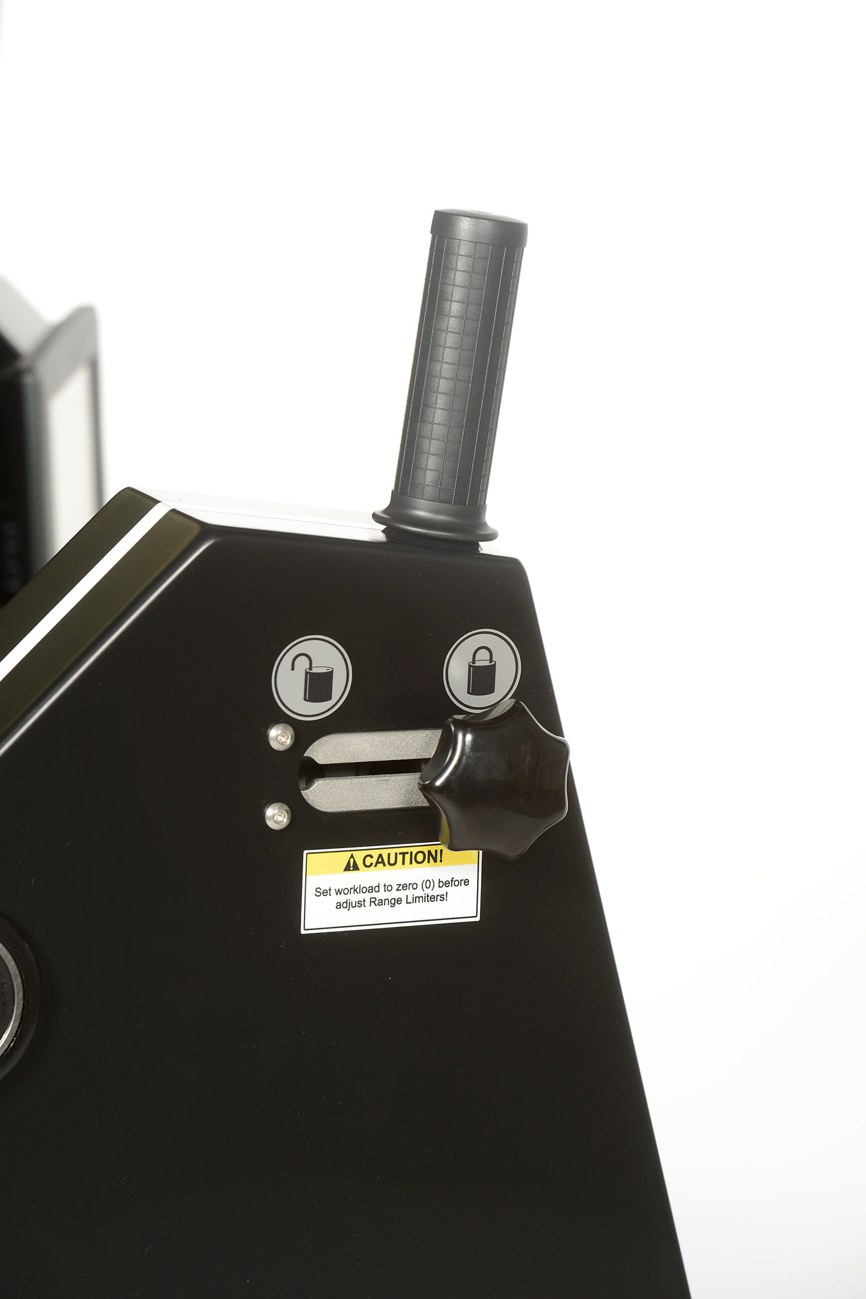 Close-up of the lock mechanism on the HUR gym machines.