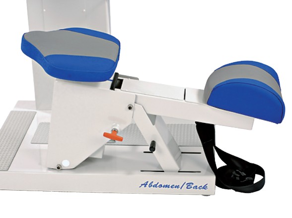 Close-up of the abdomen/back training machine